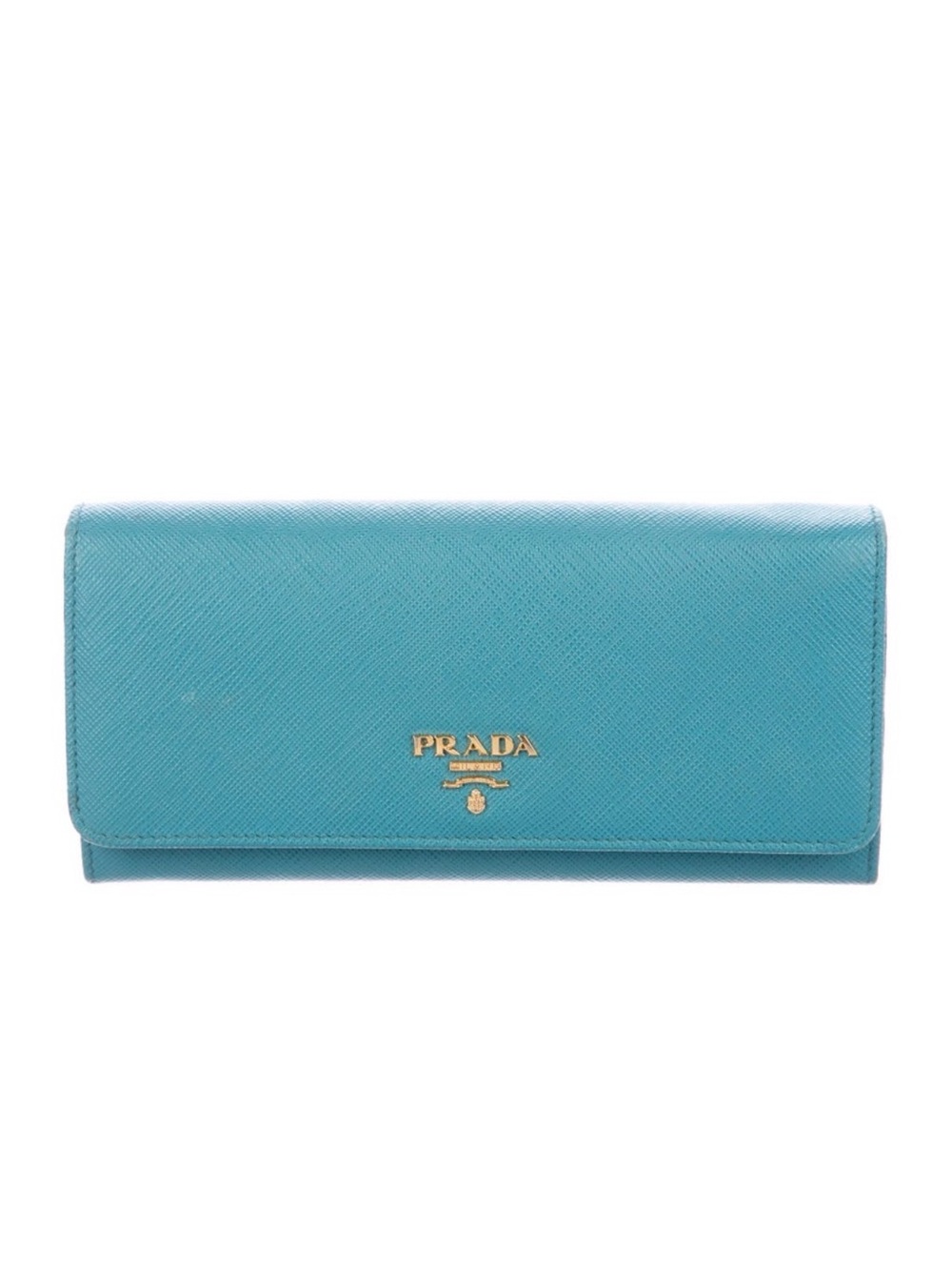 Prada Saffiano Continental Wallet with Gold Logo